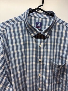 Johnnie-O Men's Big & Tall Cane Performance Button Up Shirt Oceanside Blue 2XL
